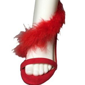 LILIANA RED FEATHER HEELS Sz 7 Women